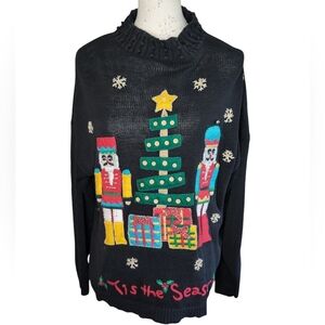 Beldoch Popper Christmas Nutcracker Sweater Women Holiday Beads Sparkle Party XL